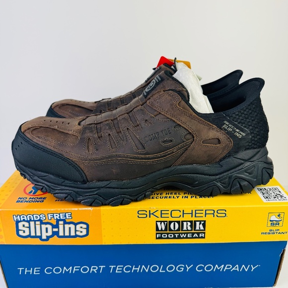Skechers Slip-ins Holdredge Ryker Composite Toe Dark Brown Work Shoes Mens Sz 14 - Picture 4 of 11